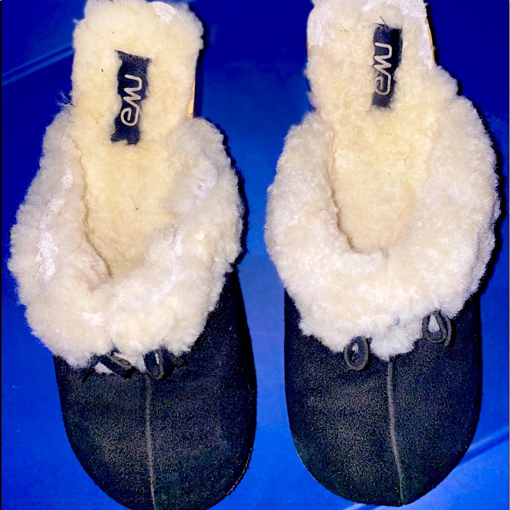 Emu Australian Black Suede Sheepskin Clogs